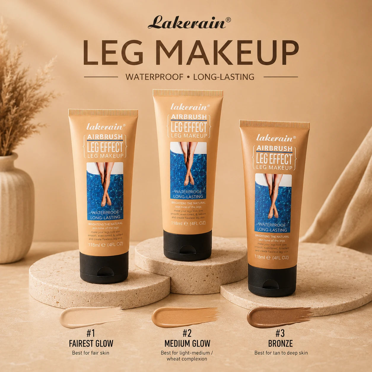 Verlyn leg and body makeup in three shades